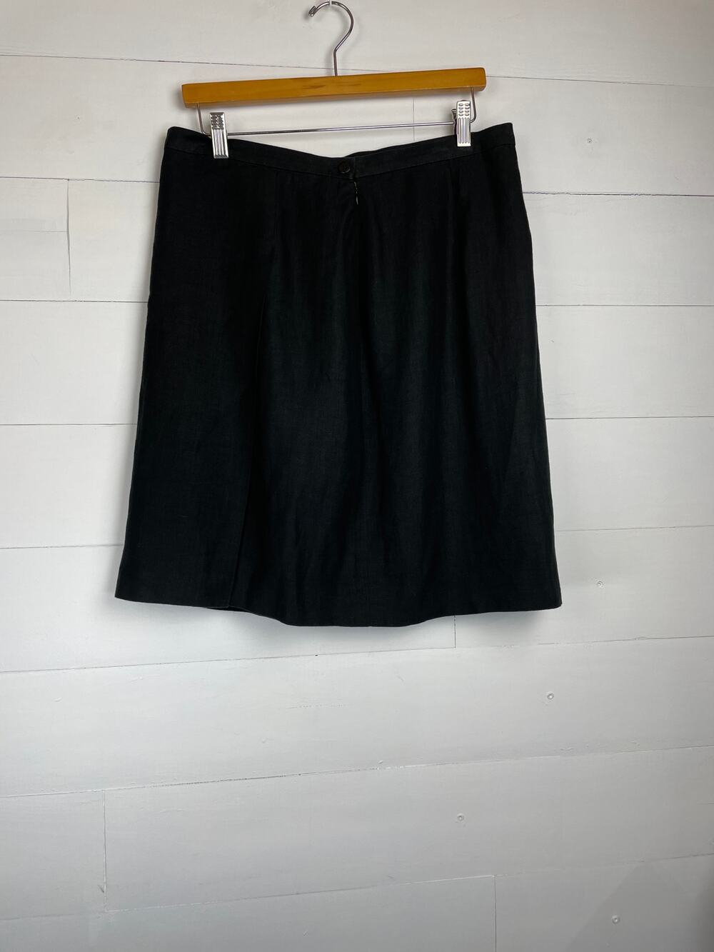 Vintage 90s Giorgio Armani Black Label Linen Skirt Italy Vestimenta Sz 48/US 12